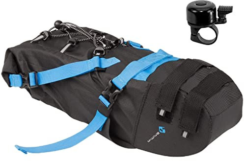 M-Wave Rough Ride Saddle L Fahrrad Satteltasche Schwarz inkl. Fahrradklingel