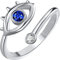 HMOOY Evil Eye Ring, Blau Zirkonia Offener Ring, Türkisch Blau Auge Stapelbarer Verstellbarer Wickelring für Damen Schmuck (Silber)