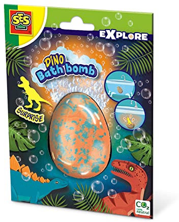 SES Creative 25125 - Dino-Badebomben surprise, Schöne, große Badebombe (160 g), Überraschung für Kinder,kosmetisch getestet