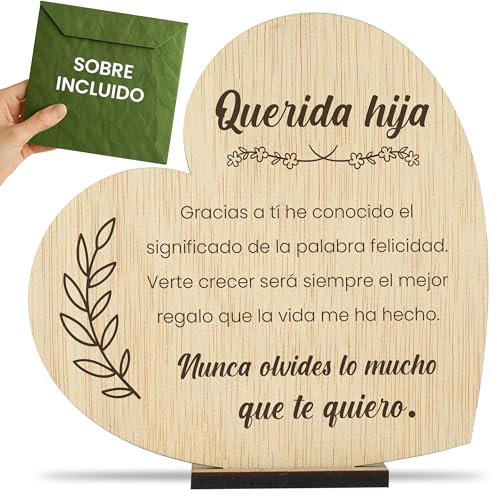 CONTRAXT Tarjeta de agradecimiento de madera Que regalar a una hija. Regalo original, Postal de cumpleaños, Felicitación