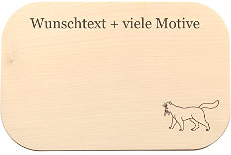 Geschenk für Katzenbesitzer - Katzen Brettchen mit Gravur - personalisiert mit Name, Spruch + Motiv – Geschenkidee für Katzen Frauchen, Herrchen, Katzenliebhaber, Katzentrainerin …