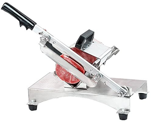 Manual Slicer Frozen Meat Veggie Slicing Chopper Stainless Steel Small Home Cutting Machine for Beef Mutton Roll Hot Pot Shabu Shabu BBQ