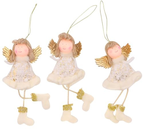 FZBNSRKO 3 ornamenti in peluche per albero di Natale, a forma di angelo con ali, ornamenti ad angolo per albero di Natale, decorazioni in peluche per la casa e le vacanze