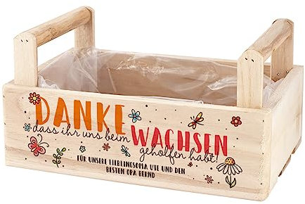 Herz & Heim® Erzieher-Geschenk für Kindergarten oder Grundschule - Pflanzkiste mit Aufdruck Ihr/Mir (Ihr/Uns)