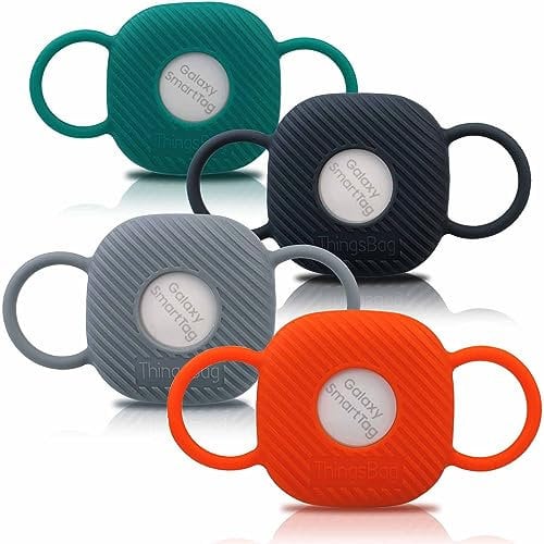 SmartTag Hundehalsband Halter, 4 Stück Katze GPS Hülle Kompatibel mit Samsung Galaxy SmartTag+ Plus Tracker, Silikon Anti-Lost Smart Tag Haustier Locator Halsband Schutzhülle Geschirr Gürtel Schleife