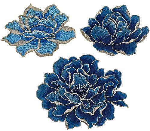 BENECREAT 3 pieza 3 estilos Coser En Parches Florales de Peonía, Tela Bordada con Apliques de Flores para Ropa DIY, Chaquetas, Pantalones, Mochilas, Sombreros, Reparación de Costura Artesanal