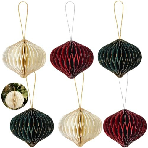 HGSHUO Wabenbälle Weihnachten Deko Wabenball Papier Weihnachtsbaum Deko Weihnachtskugeln Weihnachtsanhänger Honeycomb Balls Christmas Decorations Honeycomb Balls Weihnachtsdeko