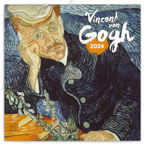 NOTIQUE Kalender 2024, Vincent van Gogh Wandkalender, Monatskalender, 16-Monatskalender zum Aufhängen, September 2023 - Dezember 2024, 30,5 x 30,5 cm (30,5 x 61 cm offen)