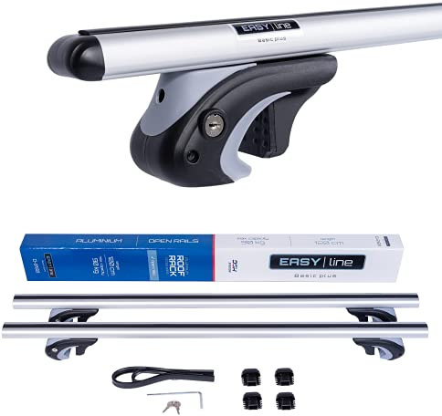 Kompletter Aluminium-Dachträger Relingträger Easy Line Basic Plus 120 cm für Volkswagen Golf Plus V Fließheck 5 Türer 2005-2008 mit offener Dachreling, abschließbar, Nutzlast 90 kg