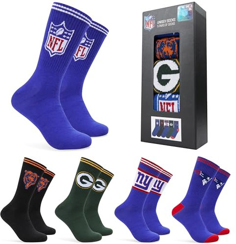 NFL Socken Herren Baumwolle, 5er Pack American Football Wintersocken Herren & Teenager Gr. 36-46 Geschenke für Männer (Mehrfarbig, 36-40 EU)