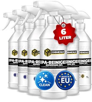 MRM Chemicals - Isopropanol 85% IPA 6 x 1L in Sprühflasche – Isopropylalkohol Reinigungsalkohol für Elektronik, Glas, Auto & Werkstatt – Klebereste Entferner, fettlösend & rückstandsfrei