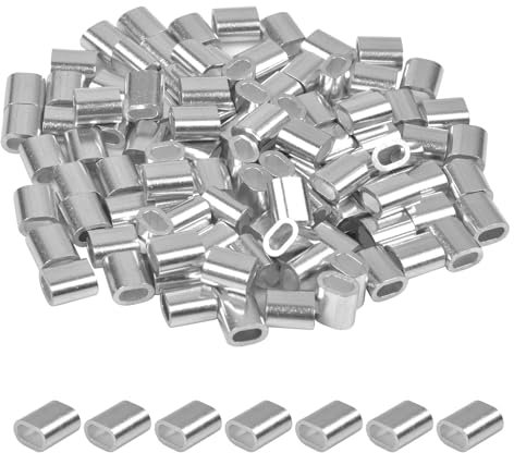 Aluminiumhülsen Klemme, 120 Stücke Pressklemme aus Aluminium, Aluminium Pressklemmen, Aluminiumhülse Ovale, für Seile Drahtseil Seilverbinder 4mm
