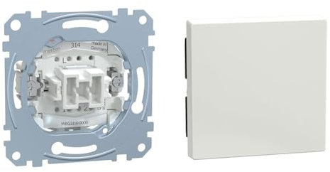 Schneider Electric Merten MEG3116-0000 & Merten 432119 Wippe Abdeckung Wechselschalter, Ausschalter, Kreuzschalter System M, 1 Smart, M-Plan, M-Creat, polarweiß glänzend