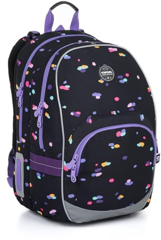 TOPGAL KIMI Schulrucksack ab der 2. Klasse (ca. 125 cm), ergonomisch & leicht, wasserabweisend, mit reflektierenden Elementen, 26 L Schulranzen mit Brustgurt & Rückenpolsterung (Punkte)