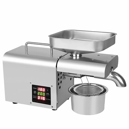 Pressa per olio da 220 V, con coppa dell'olio, in acciaio inox, macchina per espellere, 610 W, estrattore per semi di lino, semi di canapa, semi di sesamo girasole