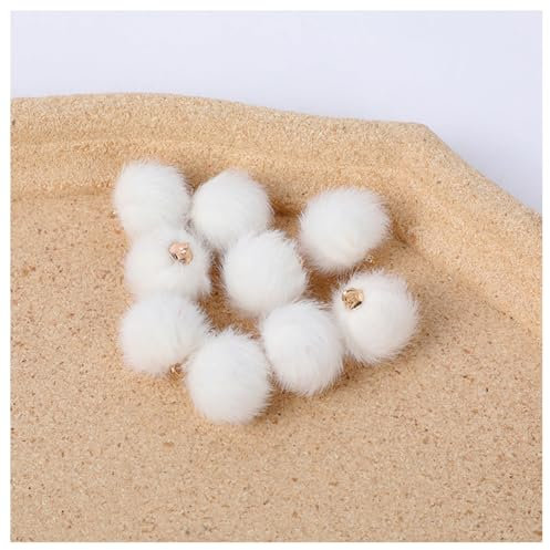 GreatRise 1.5 cm Kunstfell Pompon Mini Fellbommel Pom Poms Bälle zum Basteln Flauschige Pompons Kleine Pompons Bommel Anhänger für DIY Handwerk Schmuckherstellung Schlüsselanhänger Weiß 20 Stück