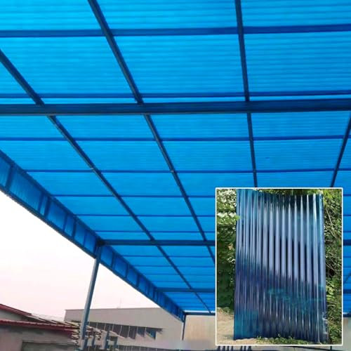 BRCYKRWY 2mmDicke Polycarbonat 5 Stück,Gewelltes Dachpaneel,Gewellte Dachplatte,Fiberglas-Tageslichtpaneele,Transparente UV-Schutzplatte, regenfeste Platte,Transparente Sonnenscheinplatte