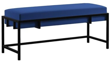 Bettso - Elegante Sitzbank LAMO - Polsterbank mit Metalbeinen - Moderner Bettbank - Garderobenbank - Sitzhocker Wohnzimmer, Schlafzimmer, Flur- Metalfarbe Schwarz - Stofffarbe Marineblau - 100x35x45cm