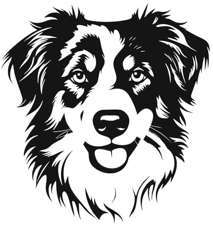 AMA SHOP Aufkleber mit australischem Schäferhund, Farbe Schwarz, geeignet für Auto-Helm, Aufkleber, 16 cm