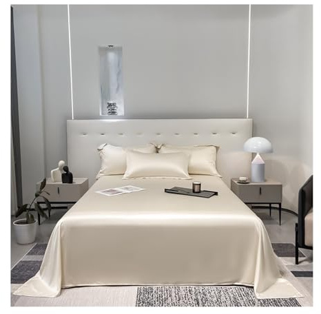 Bettlaken ohne Gummizug 180x230cm 245x250cm 245x265cm Tencel Luxus Betttuch Haustuch Laken Kühl Seidig und Super Weich(Beige,180x230cm)