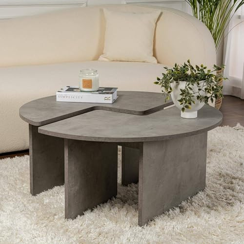 Dmora Couchtisch Codroipo 90x90x41h cm Grau Rundform