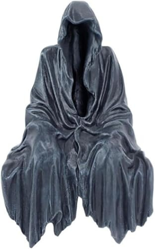 XiXiYang Statue des Todes sitzend aus Kunstharz, geheimnisvolles schwarzes Kleid, Gothic-Stil, Skulptur, Ornament, Dunkelheit-Stil, Kunstharz, Handwerk hinter Kulissen, kreative Dekoration (Todesgott)