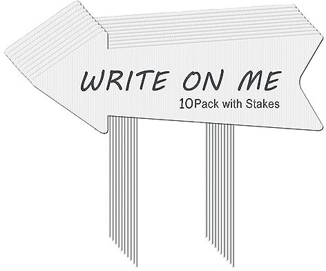 Lot de 10 panneaux de chantier flèches avec pieux - Panneau de mariage - Flèche vide - Panneau de cour - Panneaux avec pieux - Pour fête d'anniversaire, cérémonie, mariage (43 x 15,2 cm)