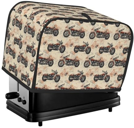 Toaster-Abdeckung mit Retro-Motorrad-Druck, 2 Scheiben, Toaster-Ofenabdeckungen mit Taschen für Küche, kleine Geräte, Abdeckung und Fingerabdruckschutz, maschinenwaschbar