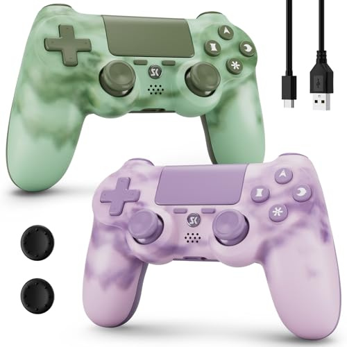 ISHAKO Kabelloser Controller für PlayStation 4/Pro/Slim, Touchpanel | Doppelte Vibration, 6-Achsen-Sensor, Touchpad, 3,5mm-Audiobuchse, Ergonomischer Anti-Rutsch-Griff, 800mAh Akku