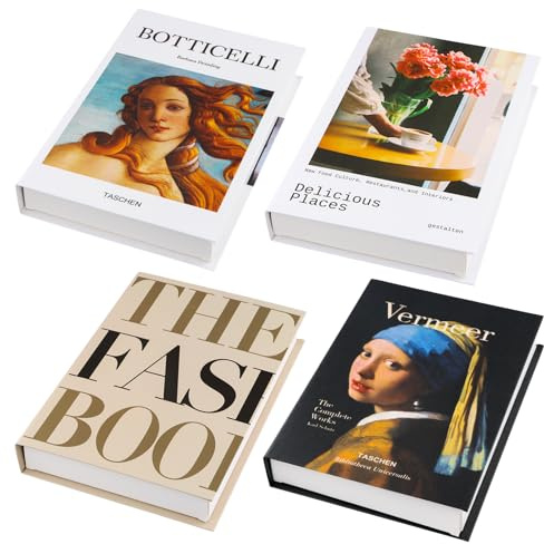 Rieoany 4 StüCk Deko BüCher Verdickter Karton Deko Buch Faltbar Klar Bedruckt Fake BüCher FüR BüCherregale, Couchtische Oder Fotorequisiten
