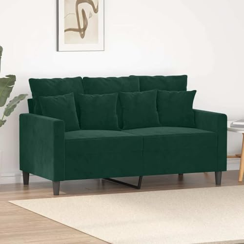 Fangmaliuyun 2-Sitzer-Sofa Dunkelgrün 138x77x80 cm Samt Samtsofa mit Metallgestell Modernes Design Bequem & Robust für Wohnzimmer Büro Schlafzimmer Flur
