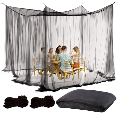 LINSOCLE Moskitonetz Outdoor 300x300x250cm, Insektenschutz für Pavillon Garten Terrasse Camping Bett, 220 Mesh Feinmaschig mit 1 Tür (Schwarz)