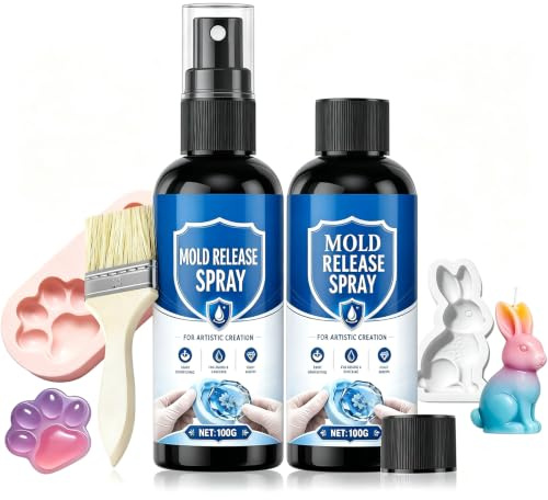 Yooyan 2 Stück Trennspray Set (2×100ml) mit Pinsel, Formentrennmittel für Epoxidharz, Kerzen, Seife & Gips, Schnelltrocknend, Geruchlos & Antihaft, Geeignet für Silikon-, Metall- & Kunststoffformen