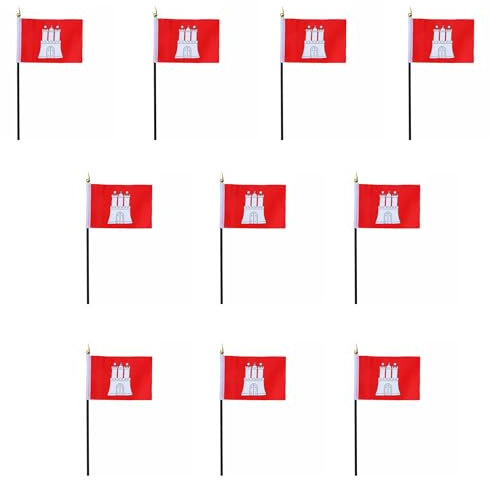 Sonia Originelli 10er Set Tischfahnen Handflaggen Mini Fähnchen Fussball Fan Anfeuern Farbe Hamburg