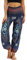 Nuofengkudu Damen Hippie Haremshose Capri Thai Hose Leichte mit Taschen Dünn Boho Ethno Blumenmuster Muster Strand Sommerhose Yogahose Blue Pfau