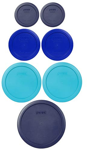 Pyrex 7 Lid Oceanic Shades Bundle for 7202, 7200, 7201, and 7402 Glassware, Made in the USA