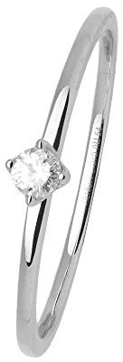 Xenox Damen Ring 9 Karat 375er Weißgold mit 0,07 ct Diamanten Krappenfassung - Krappe XG4005, Ringgröße (Durchmesser):54 (17.2 mm Ø)