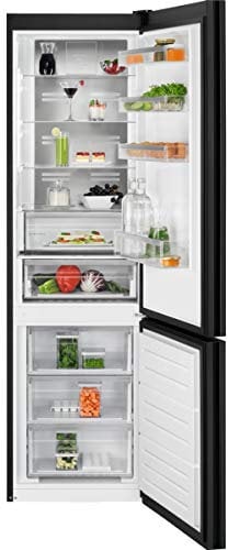 AEG RCB736E4MK Freistehende Kühl-Gefrierkombination / Serie 8000 mit Cooling 360° / 2010 mm / Gefrierteil unten / 366 L / NoFrost / Farbe: Glastüren, schwarz mit flachem Türdesign / E