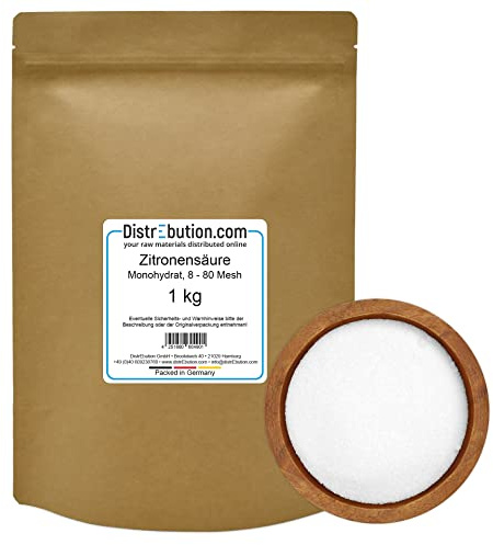 Zitronensäure 1 kg in Pulver, Monohydrat, Lebensmittelqualität E330, Entkalker, Reiniger, Citronensäure