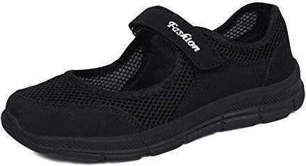 ERLINGO Womens Comfortable Working Nurse Shoes Non-Slip Adjustable Breathable Slip-on Walking Sneaker Casual Nursing Orthotic Lightweight Shoes Black