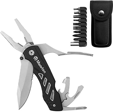 Maarten Multi tool taschenmesser mit Scheide - 13 in 1 Faltbares Taschenwerkzeug Multifunktion messer Zange - mit Flaschenöffner und Schraubenzieher Set