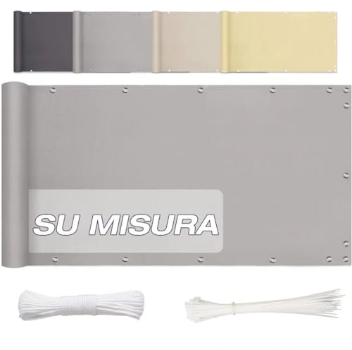 HaiTaoSy Copri Ringhiera Balcone 55x600cm, Paravento per Ringhiere Balcone in Poliestere, Impermeabile Opaco (424 Larghezze e Lunghezze) Frangivento Recinzione Copertura per Balcone Giardino, Grigio