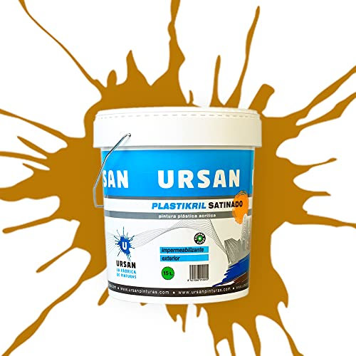 Ursan - Plastikril Satinado | Pintura Exterior Satinada - Pintura Impermeabilizante - Indicada para Fachadas con Alta Resistencia a Agentes Atmosféricos -OCRE 15L