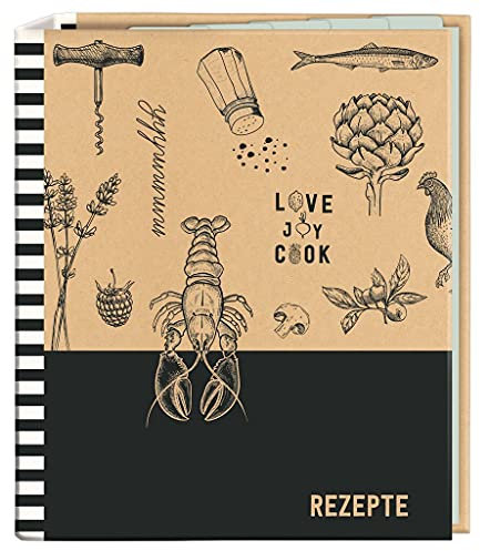 moses. 80668 Carpeta de recetas con texto «Love to cook» en DIN A5, libro de recetas Cook& Style con 25 hojas para recetas y 5 bolsillos con pestaña, el libro de cocina personalizado para escribir uno mismo