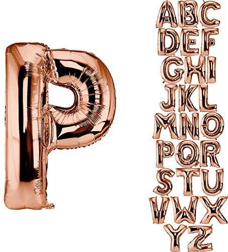 DekoRex Folienballon Rosegold 100cm Luftballon Geburtstag Hochzeit Deko (Buchstabe P)