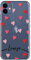 Personalised Phone Case For Apple iPhones, 14, 13, 12, 11, Pro Max, Mini, XR, XS, Black Name/Initials with Pink and Red Hearts Design Print on Clear Case, Hard Cover