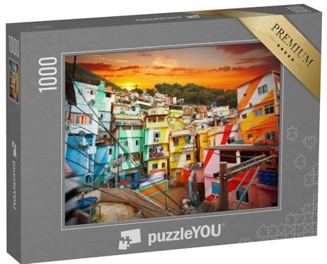 puzzleYOU: Puzzle 1000 Teile „Rio de Janeiro, Innenstadt und Favela, farbenfroh, Brasilien“ – aus der Puzzle-Kollektion Rio de Janeiro, Aus Aller Welt, Städte Weltweit