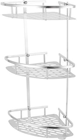 Alvinlite Duschablage, Duschregal Ecke mit 3 Etagen, Duschregal Eckregal Wandeckregal aus Aluminium, Badezimmer Eckregal Wandhalterung, Bad Eckregal, Eckregal Badewanne, Antibakteriell, Silber