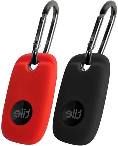 Geiomoo Silicone Case for Tile Pro 2022 Tracker, Portable Resistant Cover with Carabiner (Red+Black)