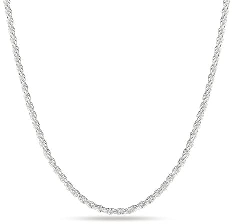 OCHCOH 925 Sterling Silver Clasp 2/2.5/3/4mm Rope Chain for Men Women Diamond Cut Chain Necklace 16, 18, 20, 22, 24, 26, 30 Inch, 20, Brass, No Gemstone